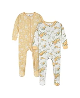 Gerber Toddler Girls 4-Pack Snug Fit Footed Cotton Pajamas, Roses & Fox, 5T