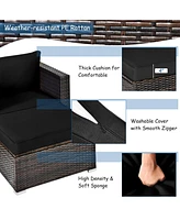 Gymax 6PCS Patio Conversation Set Rattan Sectional Furniture Set w/ Cushions