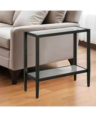 Modern Glass and Steel Mirrored End Table with Storage Shelf – Chic Side Table