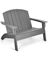 Gymax Outdoor Adirondack Chair Patio Hdpe Adirondack Loveseat Bench Weather Resistant