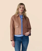 Women's Cropped Leather Jacket, Created for Macy's