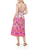Fever Women's Sleeveless Bow Tie Straps Midi Dress