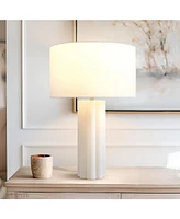 Becca Led Geometric Pillar Table Lamp with Cream Fabric Shade, Bulb Included (24")