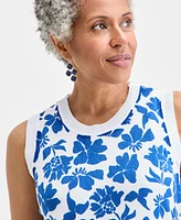 Style & Co Women's Printed Sleeveless Crewneck Sweater, Exclusively at Macy's