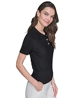 Karl Lagerfeld Paris Women's Collared Ribbed Shirt