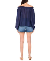 Vince Camuto Women's Solid-Color Off-the-Shoulder Button Blouse
