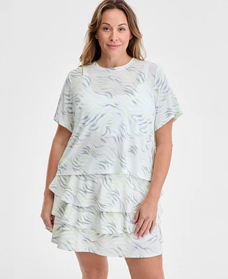 Id Ideology Plus Fluid Zebra Printed Relaxed T-Shirt, Exclusively at Macy's