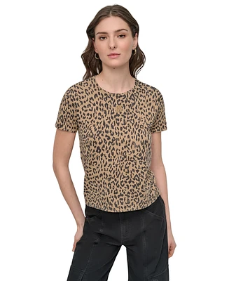 Dkny Jeans Women's Cheetah-Print Short-Sleeve T-Shirt - JFW