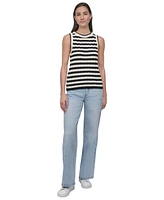 Dkny Jeans Women's Ribbed Striped Crewneck Tank Top