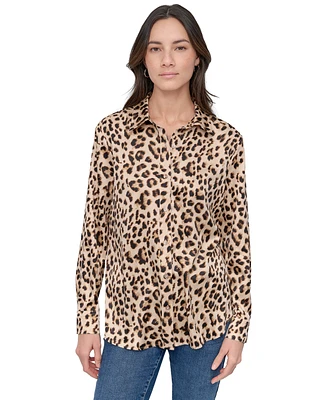 Dkny Jeans Women's Classic-Fit Button-Front Long-Sleeve Blouse - L3Z