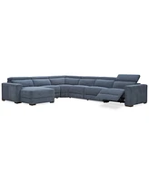Nevio -Pc. Fabric Power Headrest Sectional with 1 Motion Chair