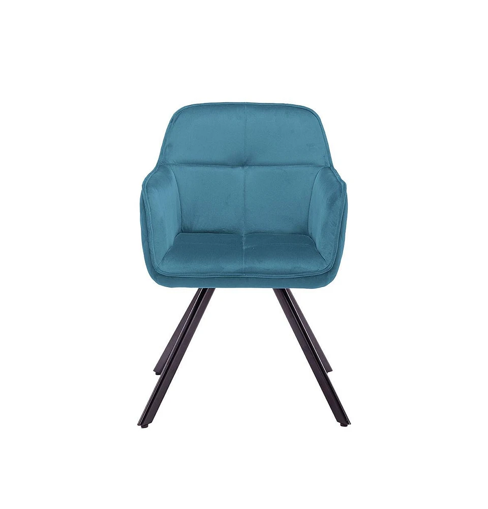 Velvet Arm Chair with Sturdy Metal Base for Dining Table or Accent Seating