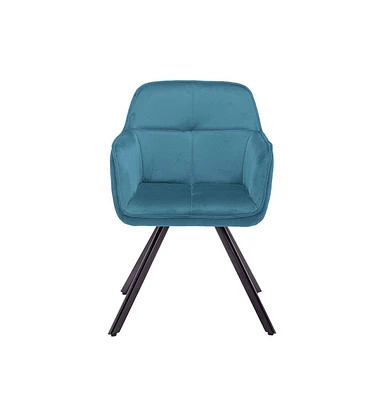 Velvet Arm Chair with Sturdy Metal Base for Dining Table or Accent Seating