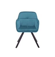 Velvet Arm Chair with Sturdy Metal Base for Dining Table or Accent Seating