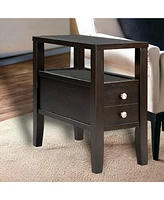 24" Brown End Table With Two Drawers