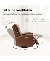 Osvaldo Genuine Leather Swivel Rocker Power Recliner with Usb Port