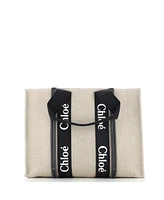 Pre-Owned Chloe Large Woody Tote Canvas with Leather