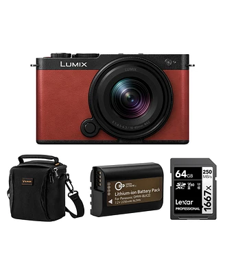 Panasonic Lumix S9 Mirrorless Camera with Lumix S 18-40mm f/4.5-6.3 Lens, Crimson Red, Bundle with Professional 1667x 64GB Uhs-ii Sdxc Memory Card, Al