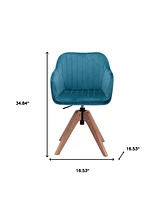 Velvet Arm Chair with Wooden Legs for Dining Room Table or Sitting Area