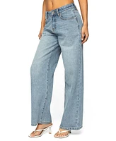 Edikted Women's Ery Wide Leg Mid Rise Jeans