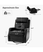 Rosa Genuine Leather Swivel Rocker Power Recliner with Usb Port