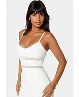 Bebe Women's Lace Trim Flounce Midi Dress