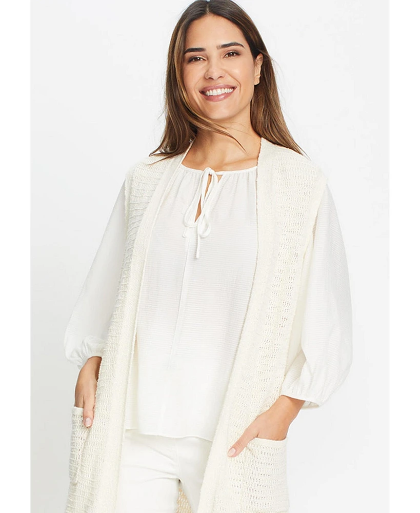 Olsen Women's Tie Neck Tunic Blouse