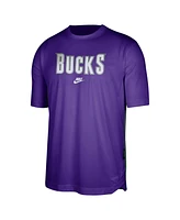 Men's Nike Purple, Hunter Green Milwaukee Bucks Hardwood Classics Pregame Warmup Shooting Performance T-shirt