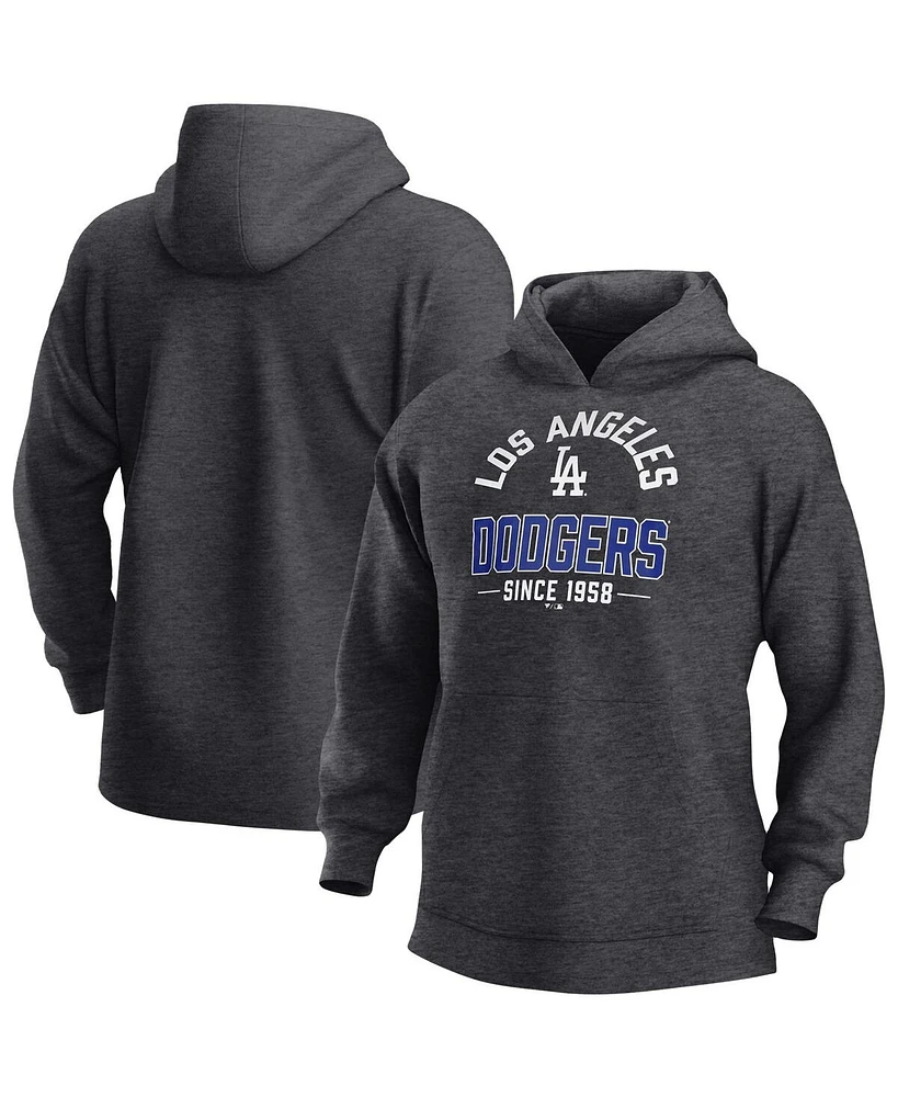 Fanatics Men's Heather Charcoal Los Angeles Dodgers Fleece Pullover Hoodie