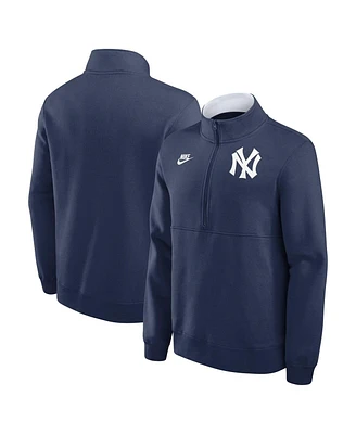 Nike Men's Navy New York Yankees Cooperstown Collection Fleece Half-Zip Pullover Sweatshirt