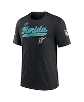 Nike Men's Heather Black Florida Marlins Cooperstown Collection Eras Tri-Blend T-Shirt