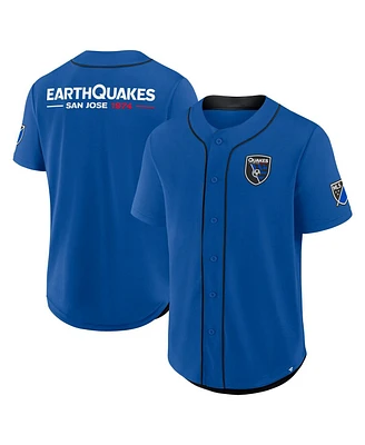 Fanatics Men's Blue San Jose Earthquakes Injury Time Baseball Jersey