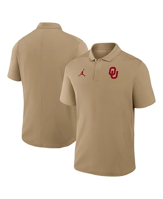 Jordan Men's Tan Oklahoma Sooners Primetime Victory Primary Logo Performance Polo Shirt