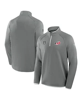 Fanatics Men's Gray Carolina Hurricanes 2025 Stanley Cup Playoffs Authentic Pro Fleece Quarter-Zip Pullover Sweatshirt