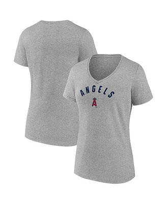 Fanatics Women's Gray Los Angeles Angels V-Neck T-Shirt