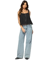 Edikted Women's Ruffle Mesh Babydoll Tank Top