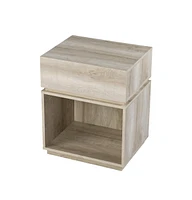 24" Brown Manufactured Wood Rectangular End Table With Drawer With Shelf