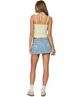 Edikted Women's Eyelet Bows Denim Mini Skirt