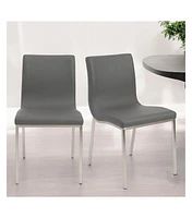 Upholstered Leather Dining Chairs Set of 2 with Supportive Backrest for Room