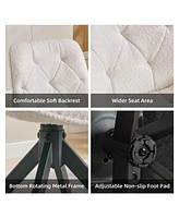 Dyhome Swivel Dining Chairs, Boucle Upholstered Accent Chairs Living Room Desk Office Arm Chair