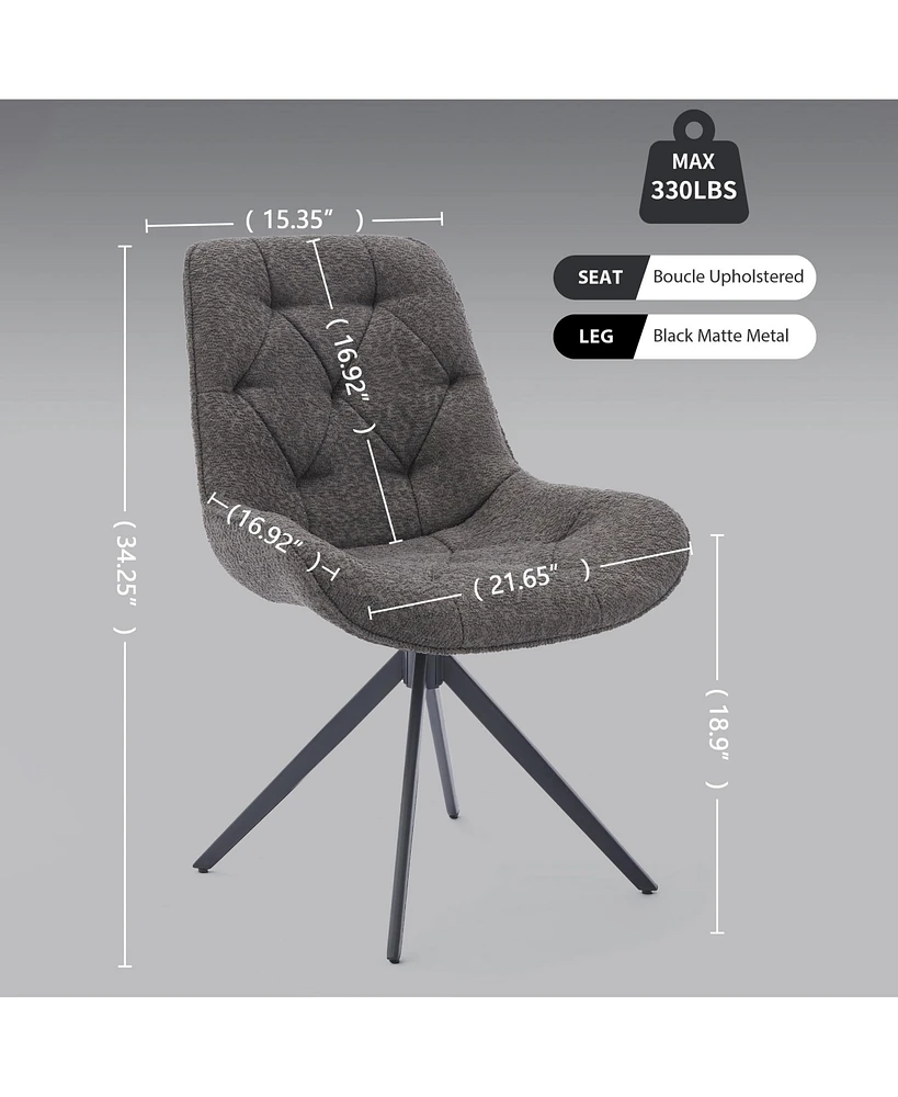 Dyhome Swivel Dining Chairs, Boucle Upholstered Accent Chairs Living Room Desk Office Arm Chair