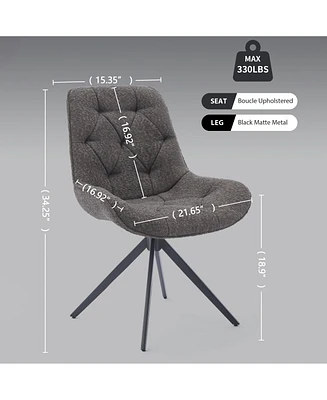 Dyhome Swivel Dining Chairs, Boucle Upholstered Accent Chairs Living Room Desk Office Arm Chair
