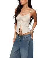 Edikted Women's Landon Drawstring Split Front Top