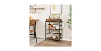 3-Tier Industrial Bar Cart with Detachable Tray for Kitchens