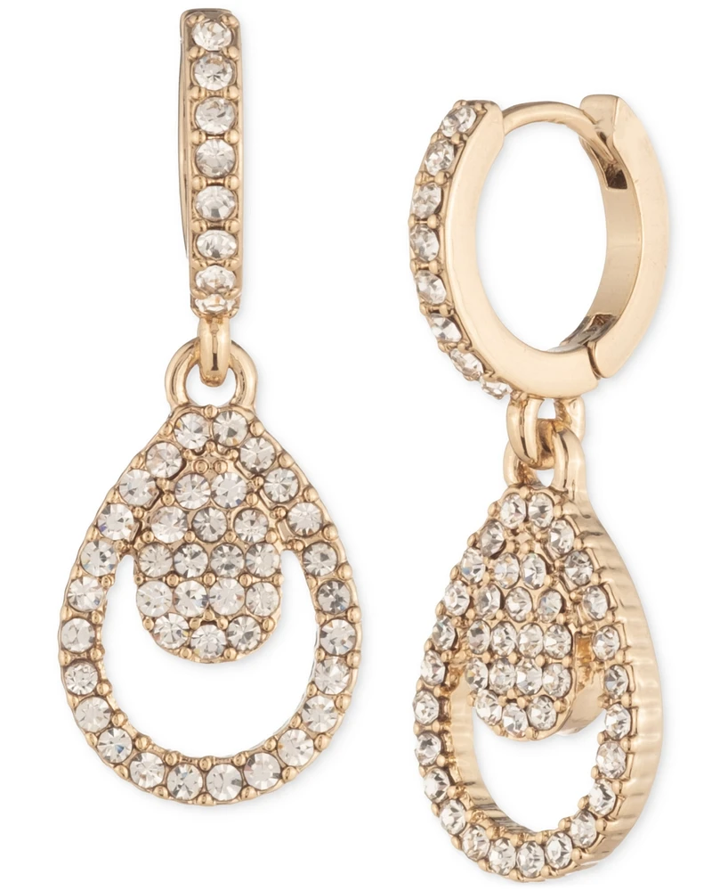 Givenchy Pave Crystal Pear-Shape Charm Hoop Earrings