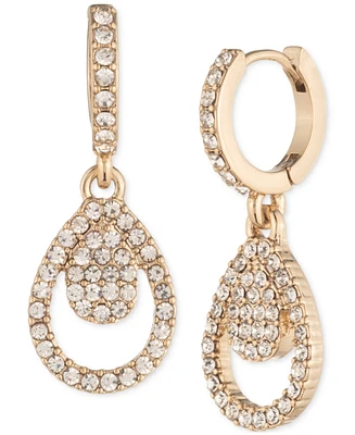 Givenchy Pave Crystal Pear-Shape Charm Hoop Earrings