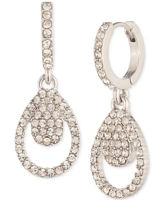 Givenchy Pave Crystal Pear-Shape Charm Hoop Earrings