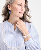 Style & Co Women's Cotton Stripe Lace-Bib 3/4-Sleeve Top, Exclusively at Macy's