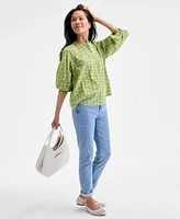 Style & Co Women's Printed Cotton Button-Front Blouse, Exclusively at Macy's