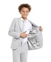 Opposuits Big Boys Groovy Grey Slim Fit Solid Suit Including Blazer, Pants and Clip-On-Tie